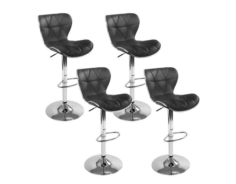Buy Bar Stool Counter Seat (Set of 4) Faux Leather Black Stylish
