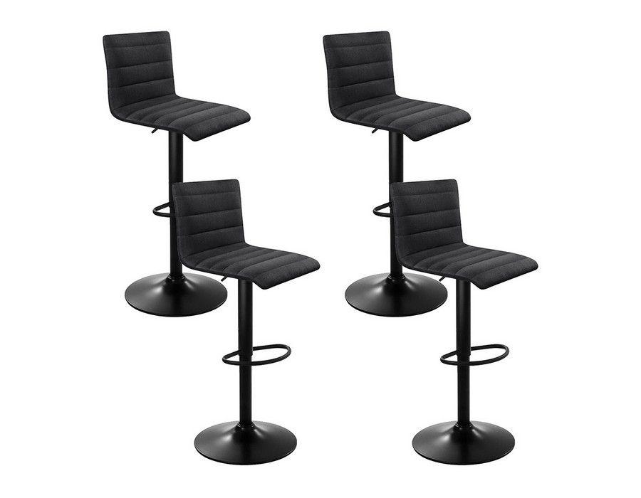 Buy Bar Stool Counter Seat (Set of 4) Faux Linen Black Luxury Comfy