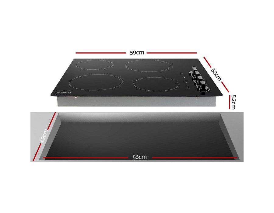 Cooktop Hot Plate Cooker (4-burner | 60cm) Electric Glass Black - Image 5