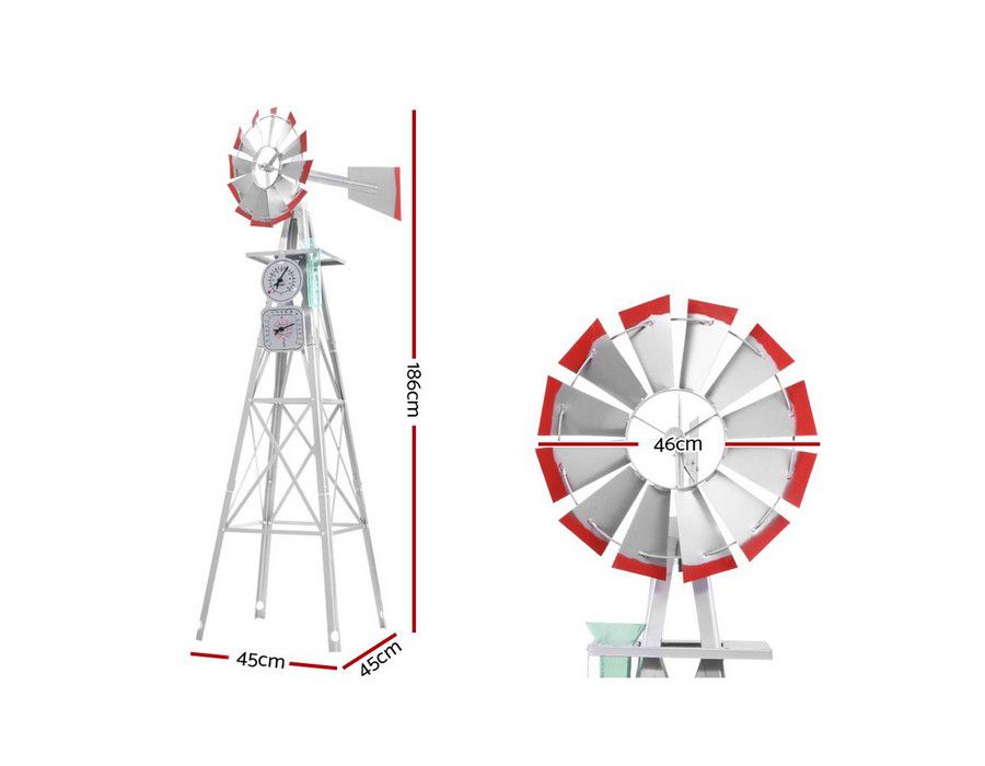Windmill Backyard Outdoor Decoration (6ft) 12-blade Metal Frame - Image 5