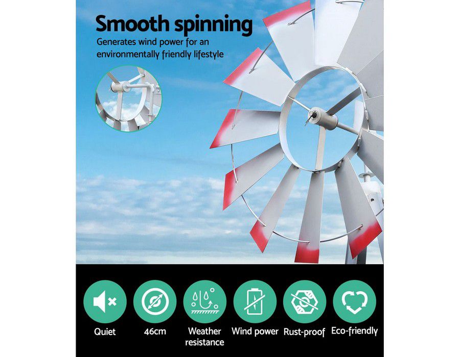 Windmill Backyard Outdoor Decoration (6ft) 12-blade Metal Frame - Image 3