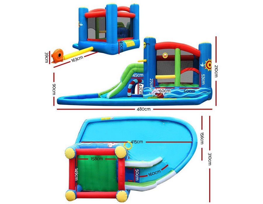 Water Slide Activity Playground Inflatable Pool Basketball Kids - Image 5