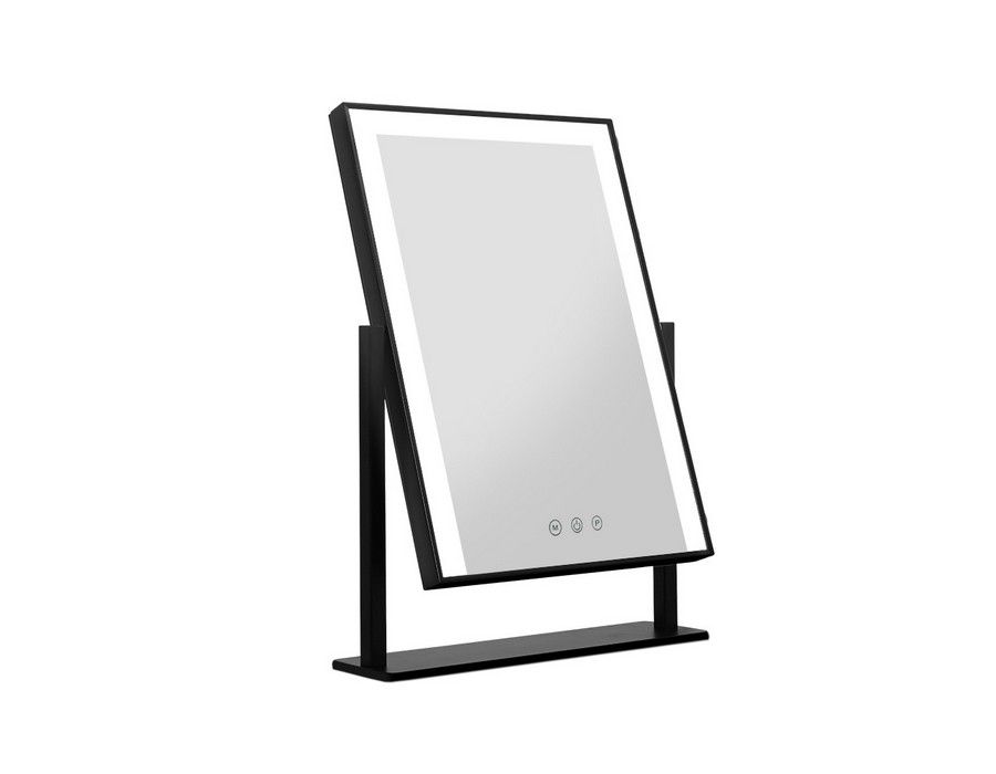 Mirror Makeup Beauty Glass Metal Touch Control LED Light Black