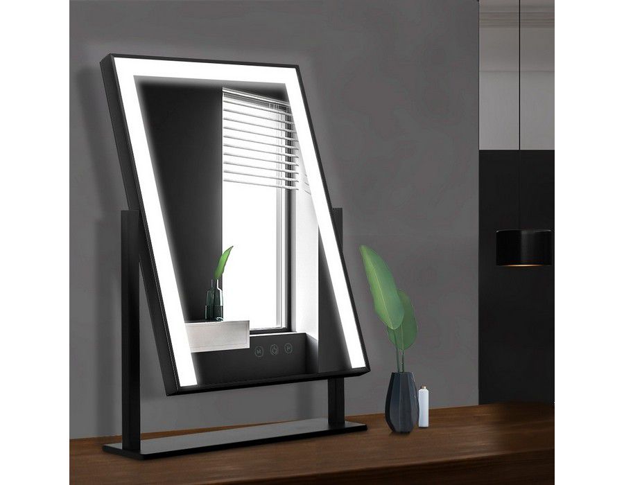 Mirror Makeup Beauty Glass Metal Touch Control LED Light Black - Image 2