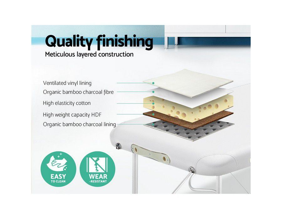 Massage Table Therapy Board Portable Adjustable White + Bag - Image 4