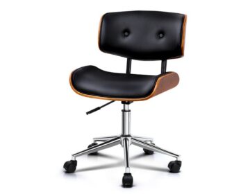 Office Chair Computer Seating Faux Leather Swivel Black