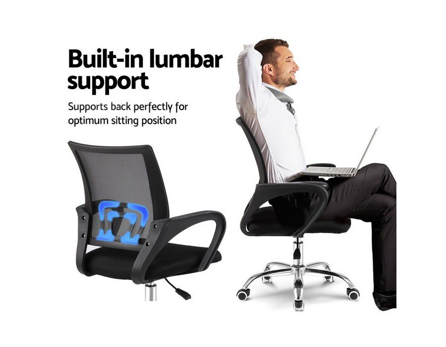 Office Chair Computer Seating Mid-back Mesh Black - Image 4