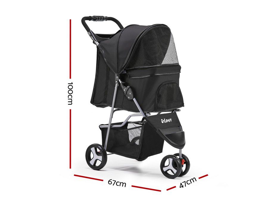 Pet Stroller Carrier Pram Steel Frame Black - Image 5