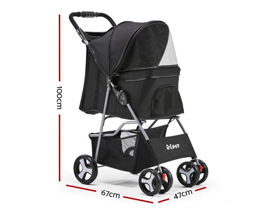 Pet Stroller Carrier Pram Steel Frame Black - Image 5