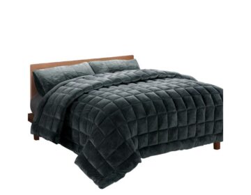 Blanket Throw Cover Double 3pc Charcoal + Pillowcase