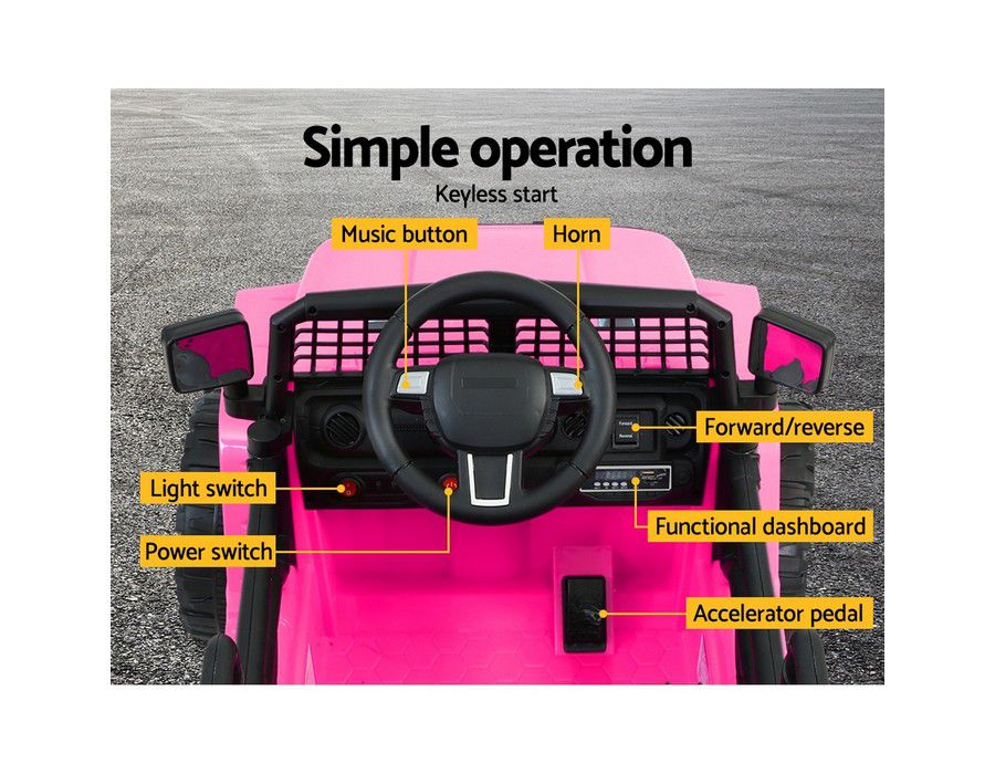 Kids Ride-on Car Toy Jeep Electric 4WD Pink - Image 2