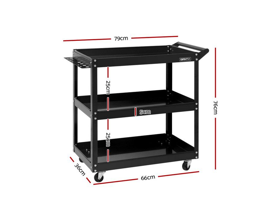 Trolley Carrier Cart (3-tier) Workshop Tools Black - Image 2