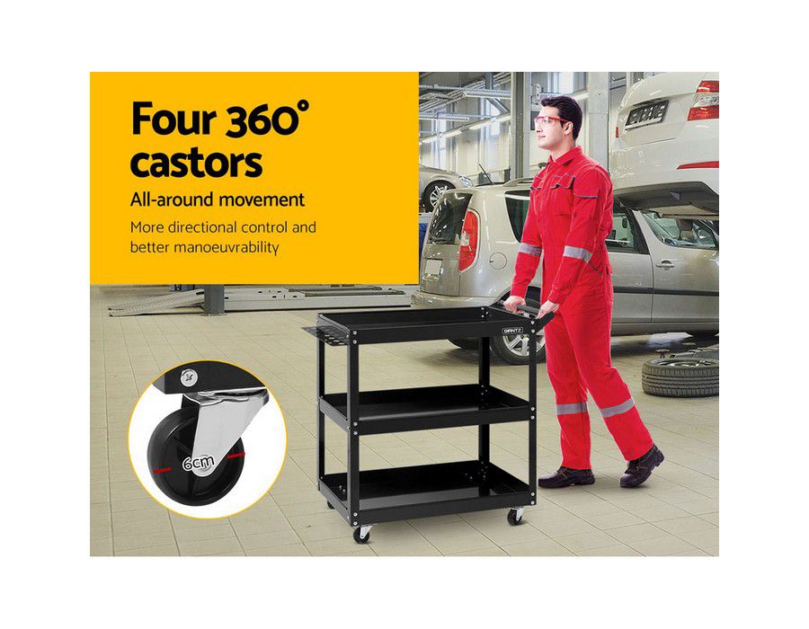 Trolley Carrier Cart (3-tier) Workshop Tools Black - Image 4