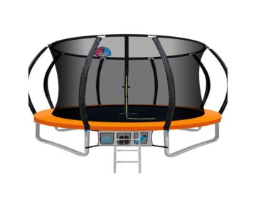 Trampoline Bouncing Pad (14ft Round) with Basketball Hoop Orange