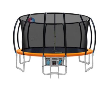 Trampoline Bouncing Pad (16ft Round) with Basketball Hoop Orange