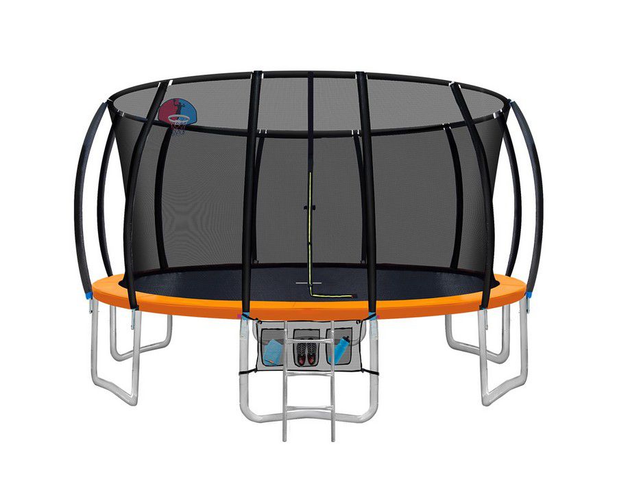 Trampoline Bouncing Pad (16ft Round) with Basketball Hoop Orange
