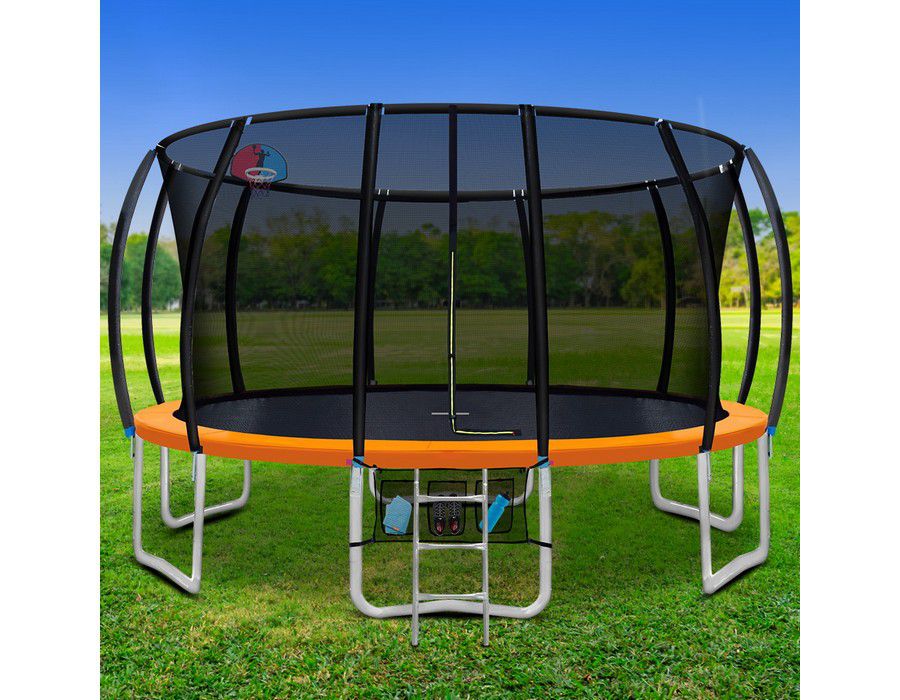 Trampoline Bouncing Pad (16ft Round) with Basketball Hoop Orange - Image 2