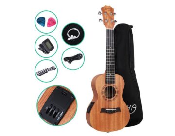 Ukulele Musical Instrument (26in) Acoustic with EQ + Bag + Tuner
