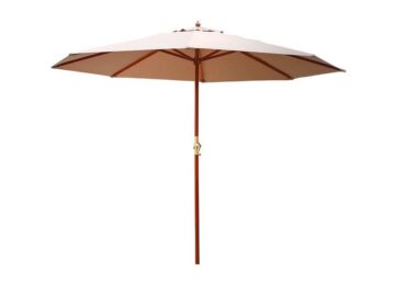 Outdoor Umbrella Shade UV Protection (No Base) 3M Wooden Beige