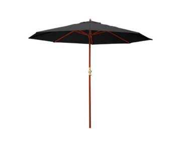 Outdoor Umbrella Shade UV Protection (No Base) 3M Wooden Black