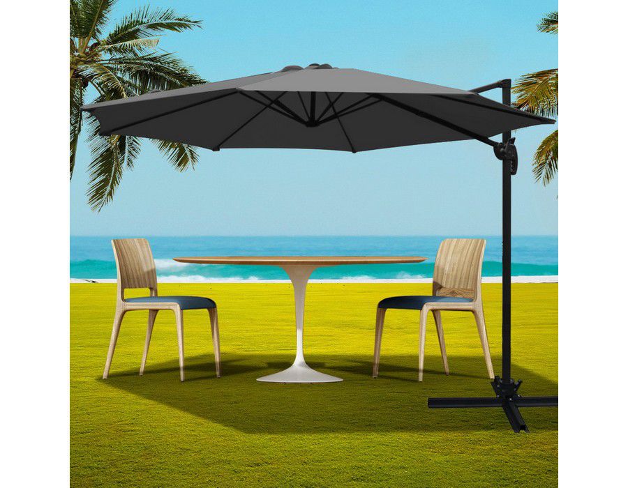 Outdoor Umbrella Shade UV Protection (3m) Cantilevered Charcoal - Image 5