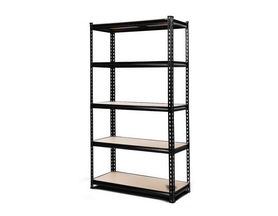 Storage Rack Shelf Stand (150x70x30cm) 5-tier Steel Frame Black
