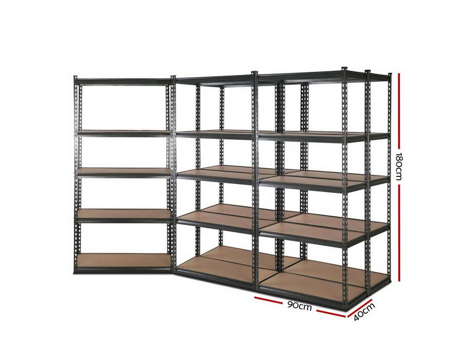 Storage Rack Shelf Stand (Set of 5) 5-tier 180x90x40cm Steel Frame - Image 5