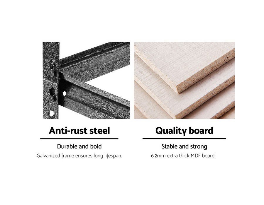 Storage Rack Shelf Stand (Set of 5) 5-tier 180x90x40cm Steel Frame - Image 3