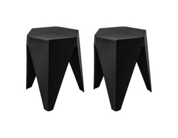Stool Seating (Set of 2) Stackable Black