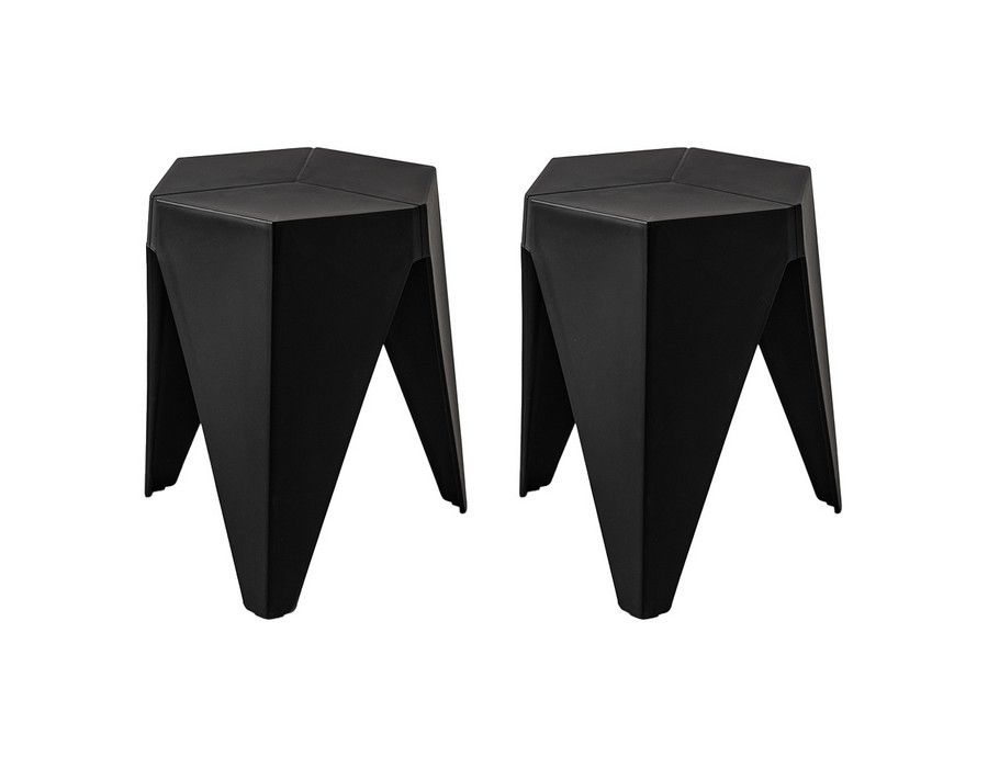 Stool Seating (Set of 2) Stackable Black