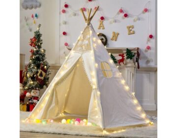 Kids Play Equipment Activity Game (5-pole) Teepee Tent Natural