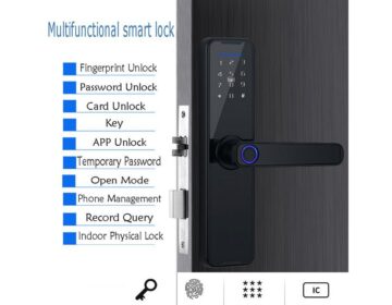 Lock Security Mechanism Smart Password Fingerprint Card Entry Black