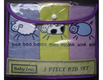 Baby Inc Bib 3pc Set (Sheep, Cow, Pig)