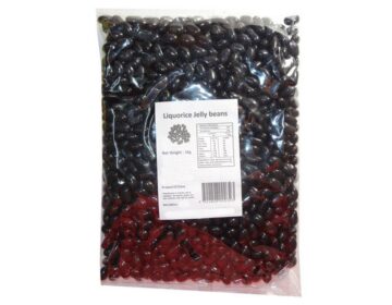 Lolly Bulk Pack 6 x (1kg Bag) Mini Jelly Beans Licorice Flavour Black